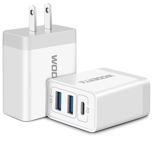 USB C Wall Charger, WODENTA 2Pack 32W 3Port Fast USBC Charger Block PD Power Adapter Type C Charging Brick Cube Plug for iPhone 14 13 12 Pro Max Mini 11 XS X 8, iPad, Samsung, Google, Tablet, Android