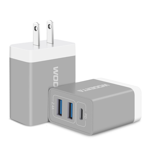 Fast USB C Charger 2Pack, WODENTA 32W 3Port USB C Wall Charger Plug PD Power Adapter Type C Charging Block Box Brick Cube for iPhone 14 13 12 Pro Max Mini 11 XR XS X SE 8, iPad, Samsung, Tablet (Grey)