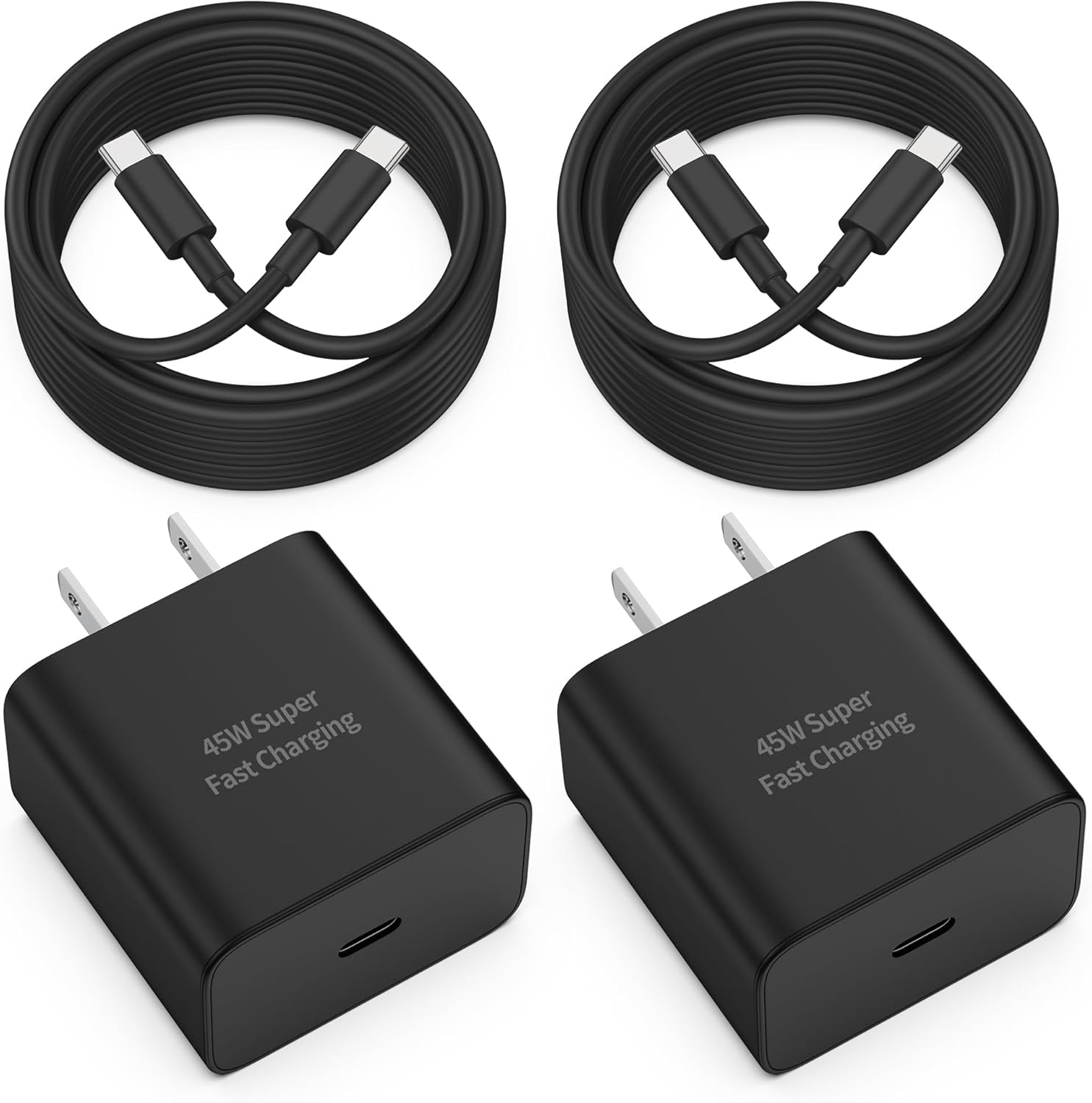 WODENTA Type C Fast Charger, 2 Pack 45W USB C Wall Charger Super Fast Charging Block with [6FT+10FT] Long USB C to C Cable for Samsung Galaxy S24 Ultra/S24+/S24/S23 Ultra/S23+/S23/ S22, Tab S9/S8