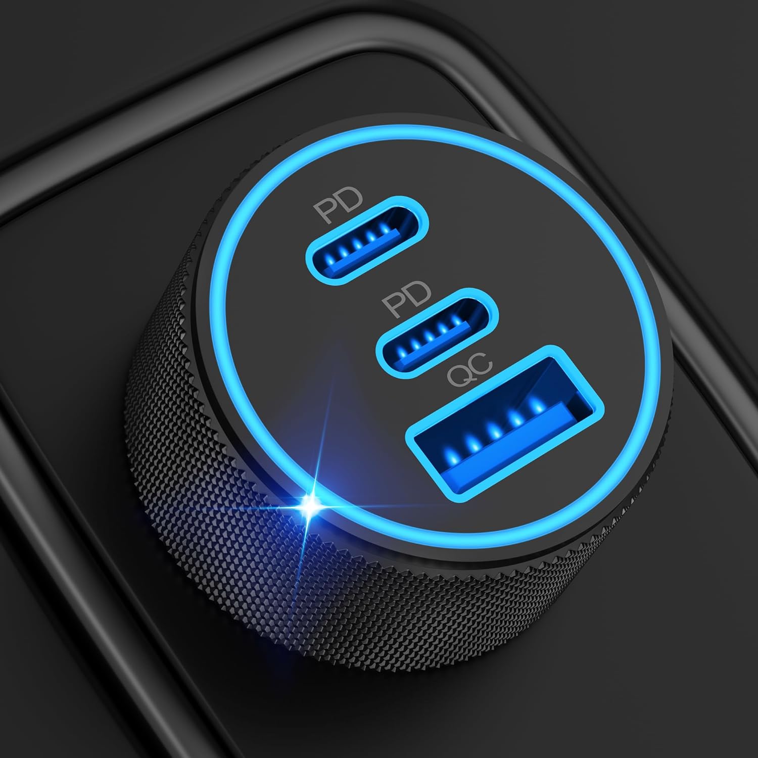  Roll over image to zoom in WODENTA USB C Car Charger, 3-Port 67W Dual USB-C & USB-A Car Charger Adapter Cigarette Lighter Multiport Type C Car Charger for iPhone 15 14 13 12 11 XS XR X 8, iPad, Samsung S24 S23 S22, Pixel 8 7 6