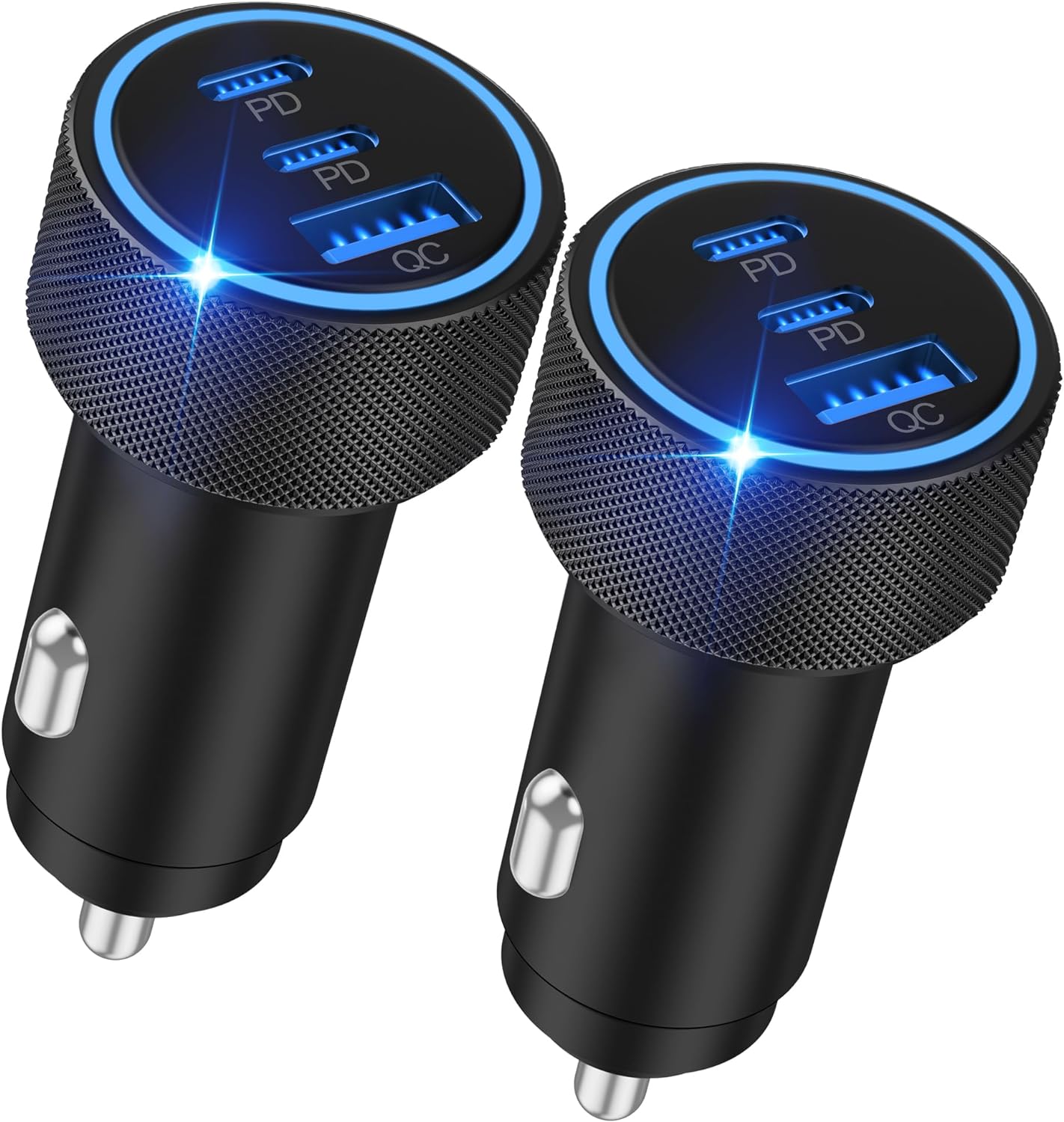 USB C Car Charger, 2Pack 3-Port 67W Dual USB-C & USB-A Car Adapter Fast Charging Cigarette Lighter Multiport Car Phone Charger for iPhone 15 14 13 12 11 XS XR X, iPad, Samsung S24 S23 S22, Pixel 8 7 6