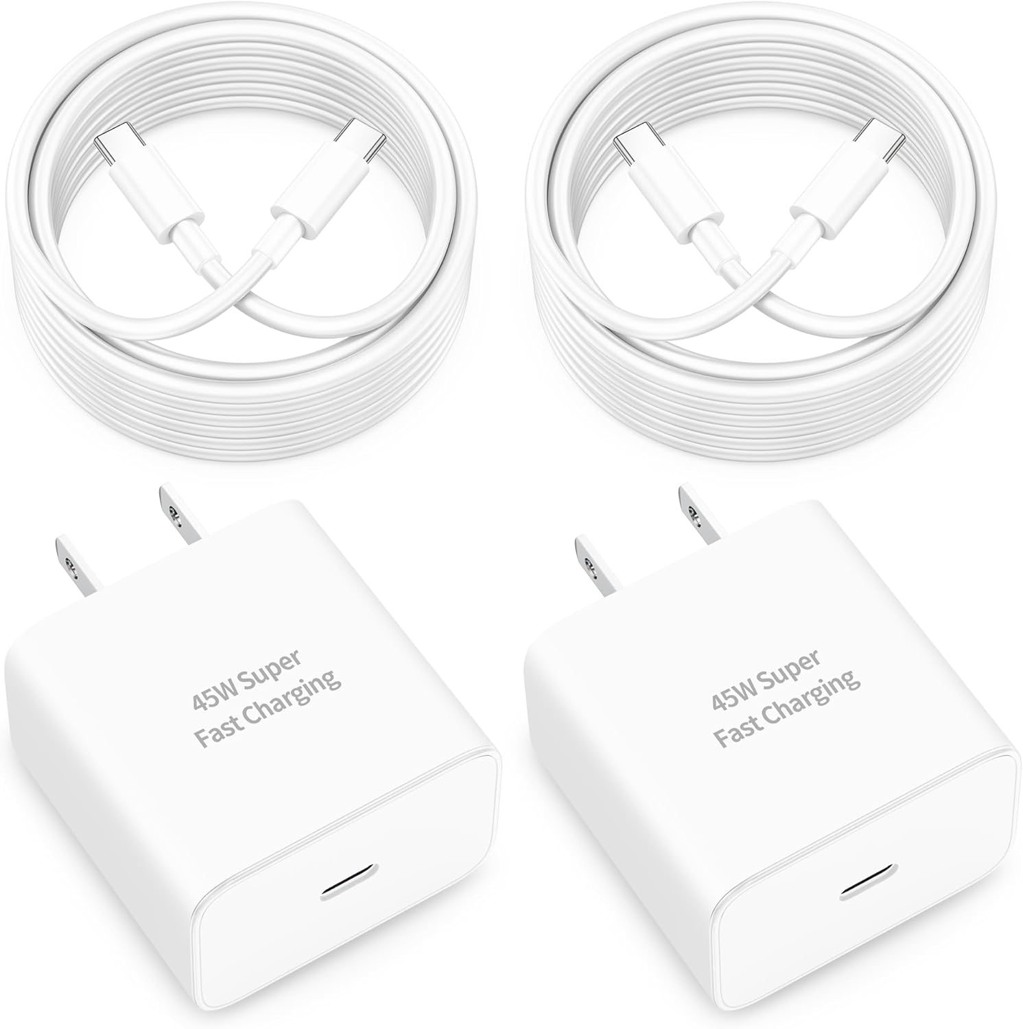 WODENTA 45W USB C Fast Charger for Google Pixel 9/9 Pro/9 Pro XL/9 Pro Fold, 2Pack 45 Watt Super Fast Charging USB C Wall Charger Block with [6FT+10FT] Long USB C to C Cable for Pixel Phone Charger