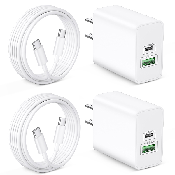 45W USB C Fast Charger for iPhone 17/17 Pro Max, 2-Pack 45W Dual Port Type C Wall Charger Block with 3FT USB-C to C Cable Fast Charging for iPhone 17/17 Pro/Air/16/15 Pro Max/Plus/16e, iPad