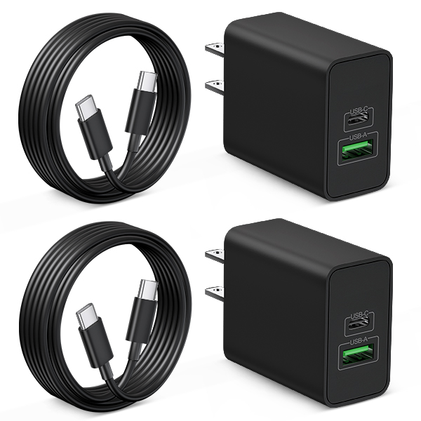 45W USB C Fast Charger for iPhone 17/17 Pro Max, 2-Pack 45W Dual Port Type C Wall Charger Block with 3FT USB-C to C Cable Fast Charging for iPhone 17/17 Pro/Air/16/15 Pro Max/Plus/16e, iPad